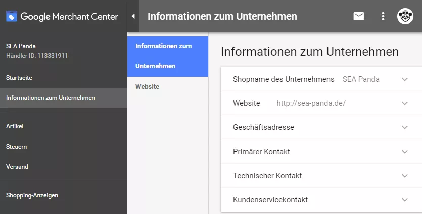 >Google Merchant Center Screenshot