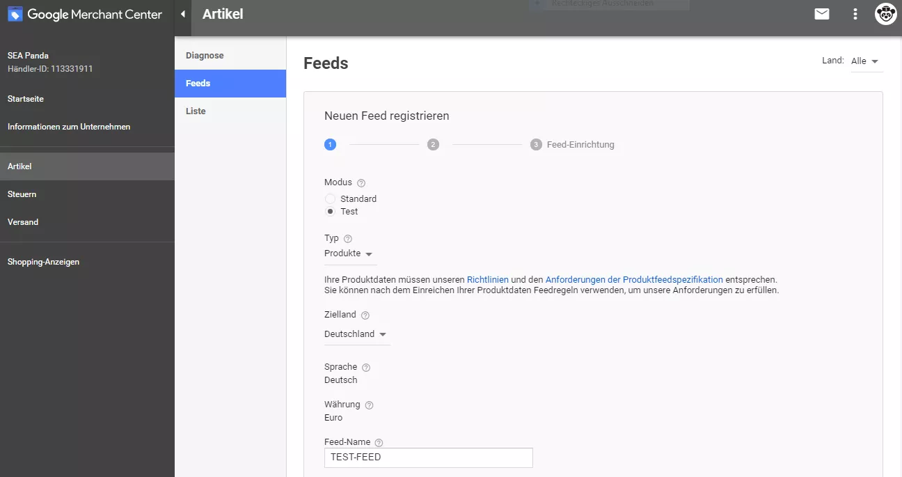 >Google Merchant Center Screenshot