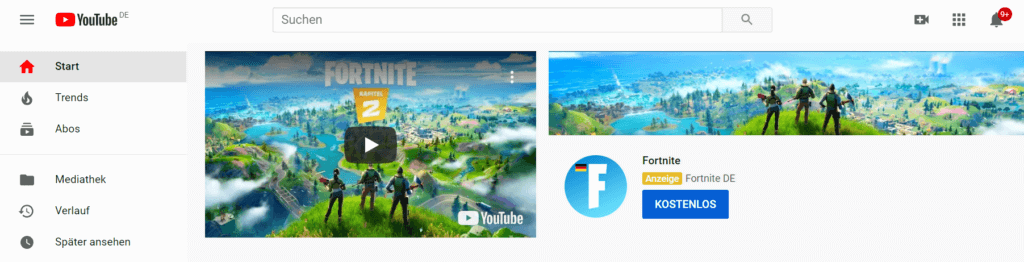 >YouTube Masthead Beispiel